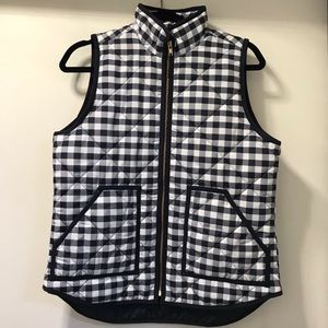 J. Crew Gingham Print Puffer Vest